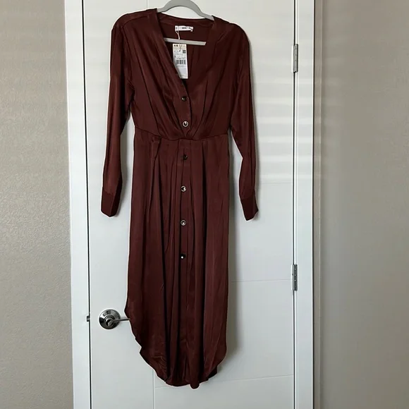 mango satin shirt dress MANGO Women's Satin Shirt Dress